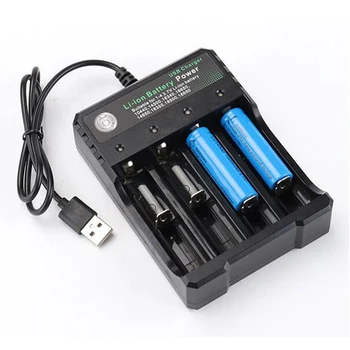4-Slot-USB-Ladegerät, unabhängiges Laden, 4,2 V Li-Ionen-Akku, 2 x 3 x 4 x tragbares wiederaufladbares