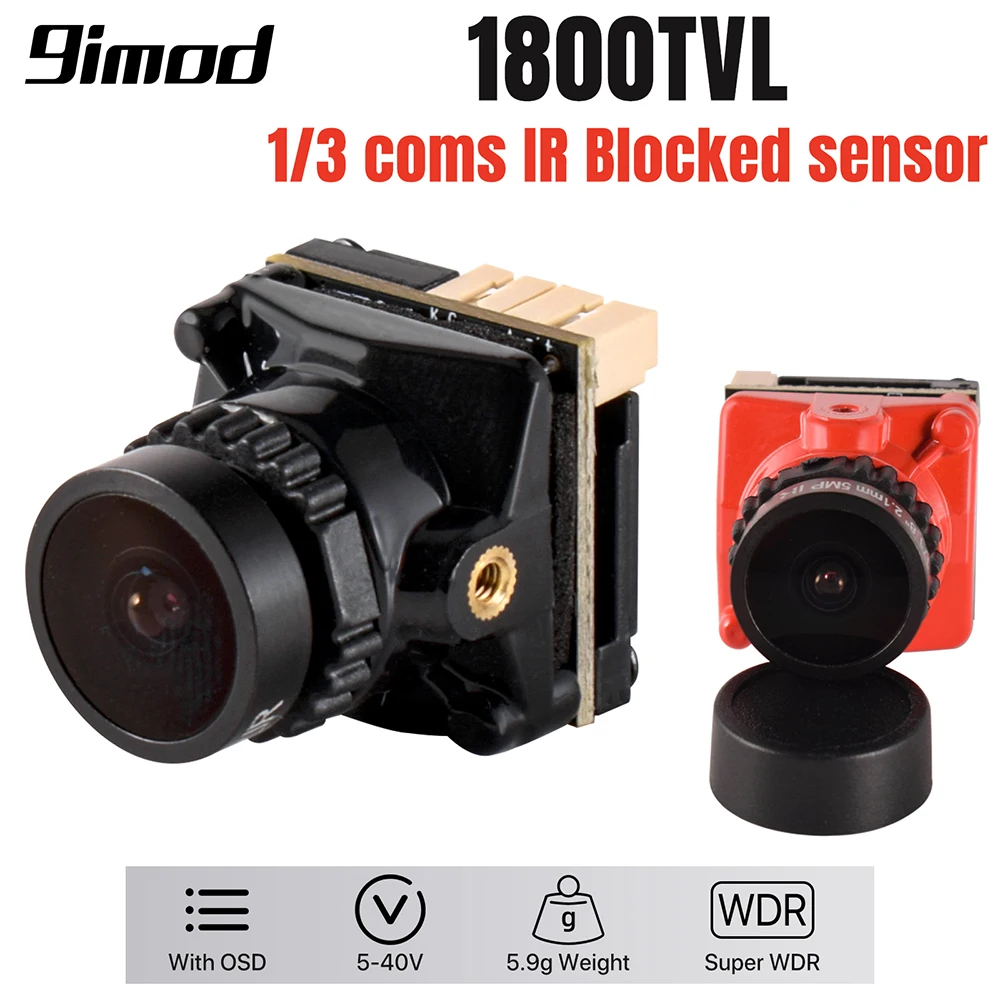 9IMOD FPV-Kamera 1800TVL 5MP 2,1 mm 1/3 Coms IR blockiert ​