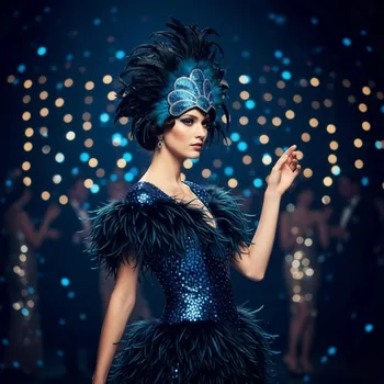 Bunter Federkopfschmuck, brasilianischer Karneval, dekorativer Showgirl-Stirnband, Bühnenkostüm