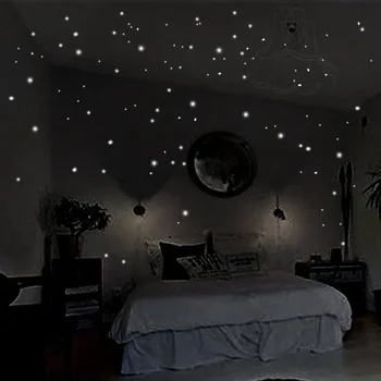 Leuchtende Wandaufkleber, Wanddekoration, leuchtet im Dunkeln, Stern-Vinyl-Aufkleber (407 Stück)