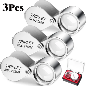 10-30X Juwelier-Lupe Taschenlupe Faltbare Vergrößerungslupe Diamant-Lupa Triplet Juwelier-Augenlupe