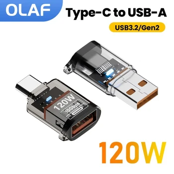 Olaf 120 W Typ C auf USB A OTG-Adapter USB 3.2 auf Typ C Schnellladeanschluss für iPhone 15 16 MacBook iPad