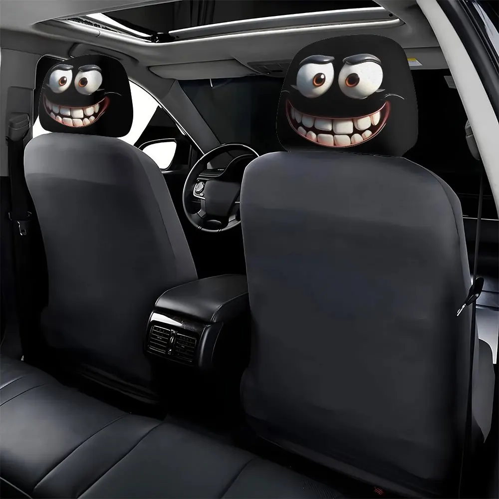 2 Stück Smiley-Gesicht bedruckter Auto-Kissenbezug, weich – Bild 2
