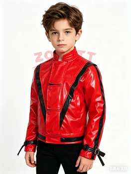 Kostüme Zembie Cosplay Rote Lederjacke Michael Jackson Thriller Nachtabnutzung Kleidung für Kinder Halloween