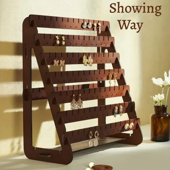 Ohrring-Display-Ständer, Schmuck-Aufbewahrungsorganisator, Holz, große Kapazität, Schmuck-Aufbewahrungsregal