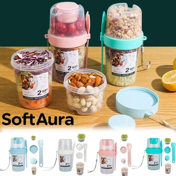 SoftAura Frühstücks-Becher für unterwegs, Salatbecher, Joghurt- und Overnight-Oats-Snackbehälter