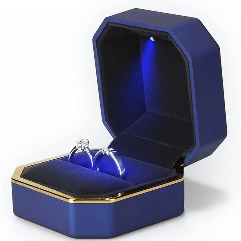 1 Stück LED Schmuck Ring Box Luxus Samt Gummi Halskette – Bild 6
