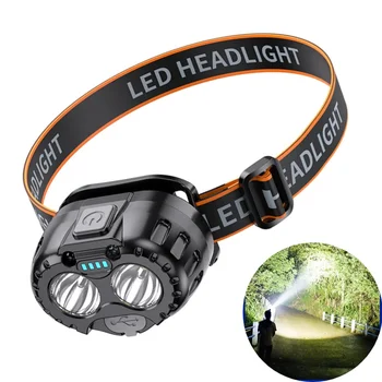 Outdoor-Stirnlampe, USB wiederaufladbar, Arbeitstaschenlampe, multifunktionale Stirnlampe