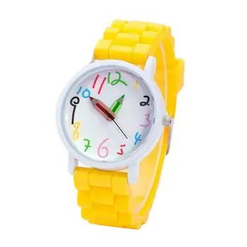 Kinder elektronische Uhr Cartoon Kinder rundes Zifferblatt Silikonarmband analoge Quarz-Armbanduhr Geschenk