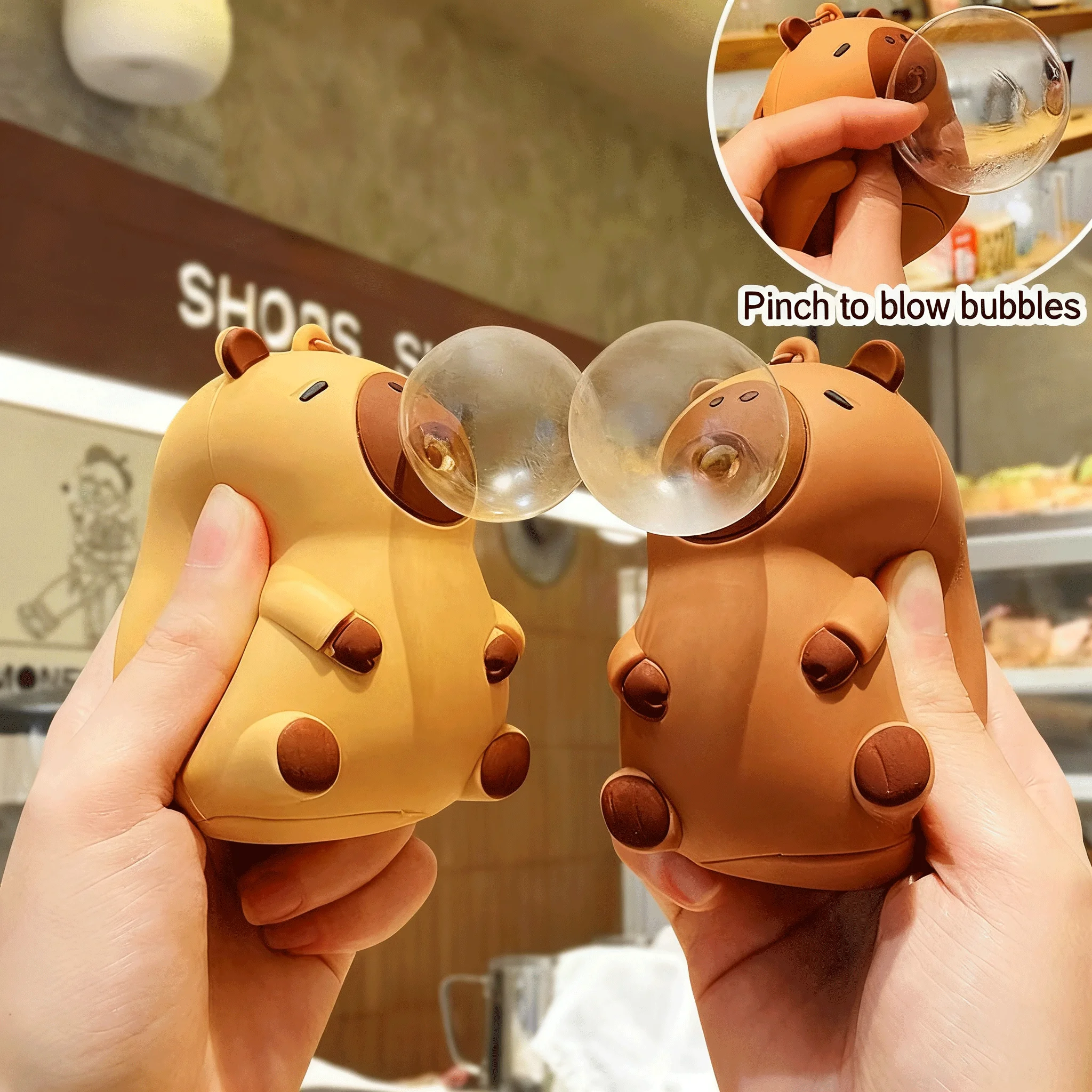 Capybara Puppe Prise Anhänger Spielzeug Squeeze Spucken Blase