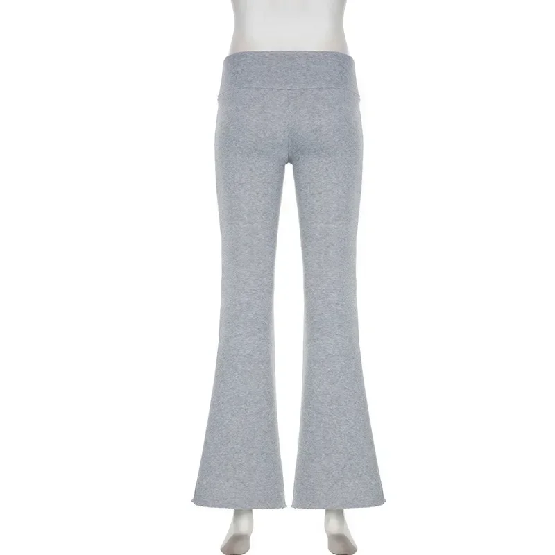 Casual Sexy Grund Solide Flare Hosen Y2K Schlank Low-Taille – Bild 6