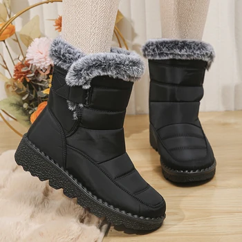 2026 Wasserdichte Schneestiefel für Damen Winterschuhe Kunstfell Plüsch Knöchelstiefel Damen Übergröße