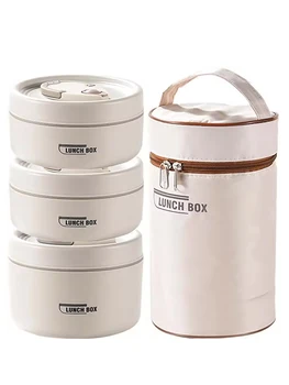 Tragbares, isoliertes Lunchbehälter-Set für Lebensmittel mit Thermo-Lunchbox, 3 separate stapelbare (4 Stück)