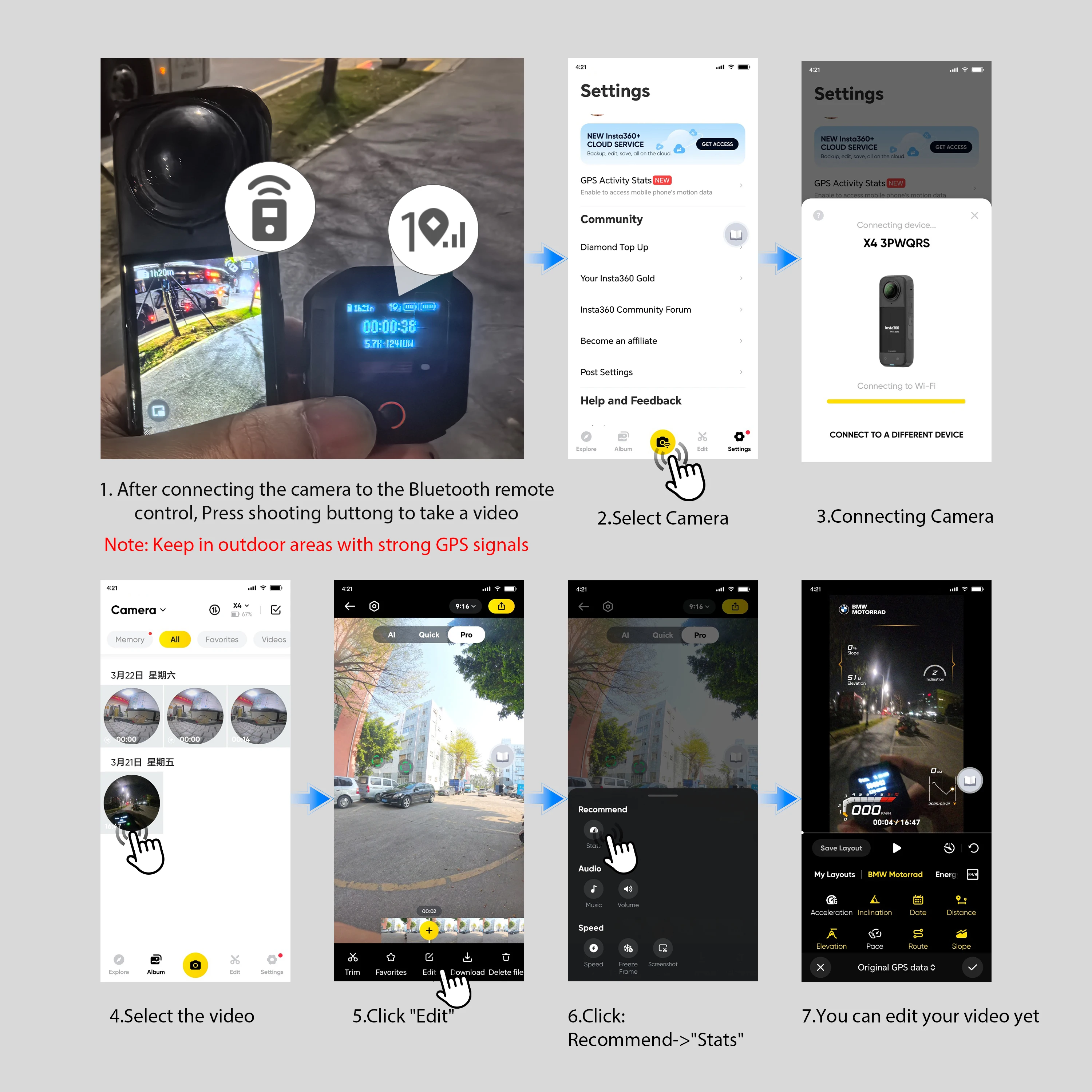 Bluetooth-Fernbedienung, integriertes GPS für Insta360 X5 ACE – Bild 6