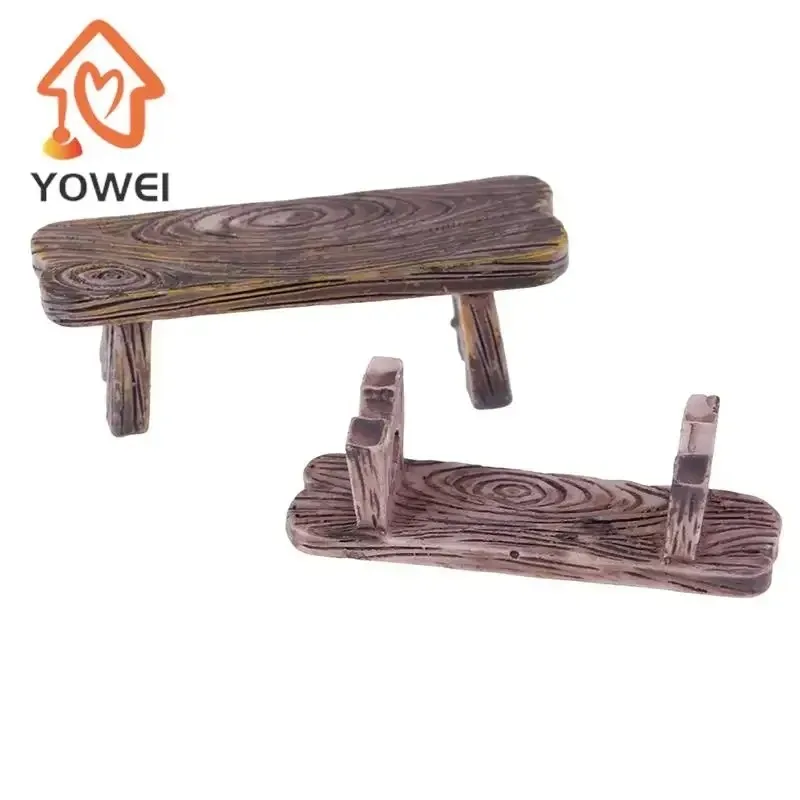 2 stücke Mini Holz Stuhl Hocker Fee Garten Miniaturen Dekor – Bild 3