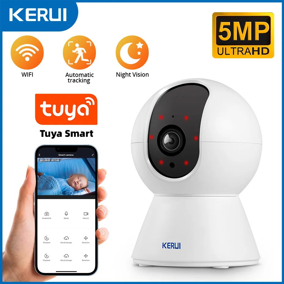 Kerui 3mp tuya smart mini wifi ip kamera innen wireless home