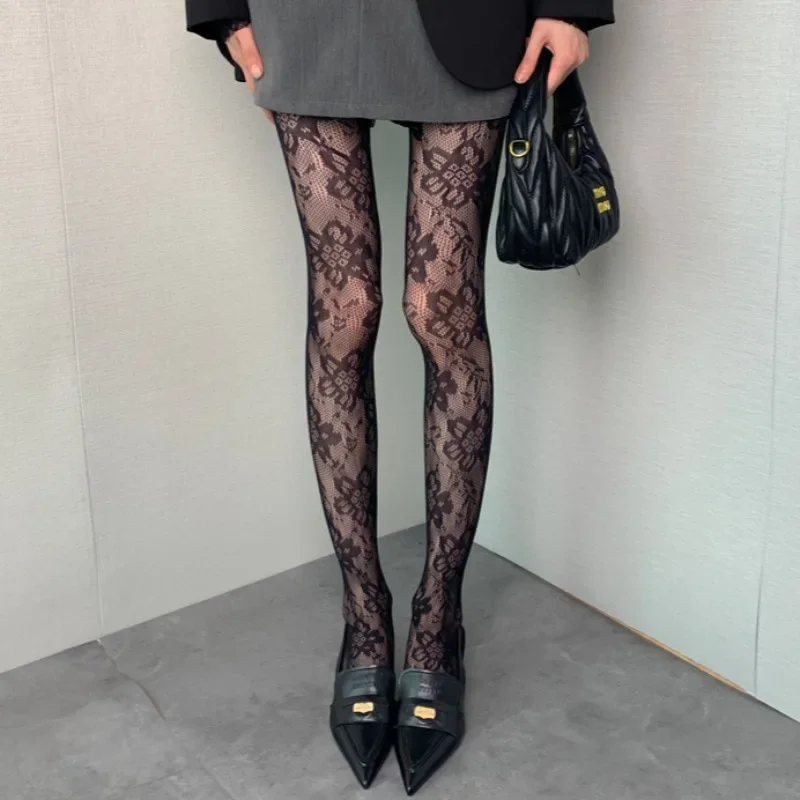 Frauen Blumen Spitze Strumpfhosen Sommer Mesh sexy ausgehöhlt