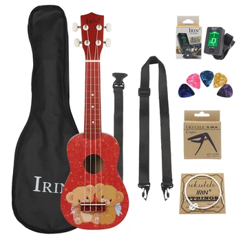 Ukulele 21 Zoll 4 Saiten Hawaiianische Gitarre Bär Mini Guitarra Ukulele mit Tasche Saiten Stimmgerät Capo