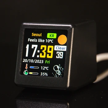 GeekMagic Ultra Tragbare Smart Wifi Wetterstation Display Wetter Temperatur Luftfeuchtigkeit Zeit Wecker