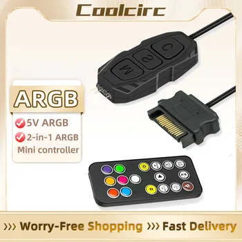 Coolcirc ARGB Controller 5V 3pin Zu SATA Netzteil Mini RGB Controller 3PIN Hub Für Computer CPU Fall Fan LED