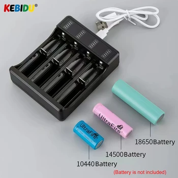 KEBIDU 18650 Batterieladegerät 2/4 Steckplätze DC 5V Ladegerät für 18650 14500 10440 Batterie 3,7V
