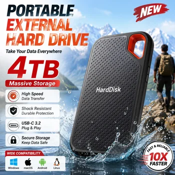 2TB Tragbare SSD Externe Solid-State-Festplatte USB-C Schnelles Speichergerät für Laptop, Mac, PC