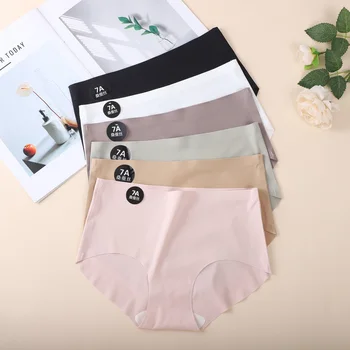 Damen-Slips aus Seide, nahtlose Slips für Frauen, weiche, dünne, leichte Unterwäsche, Culotte (4 Stück)