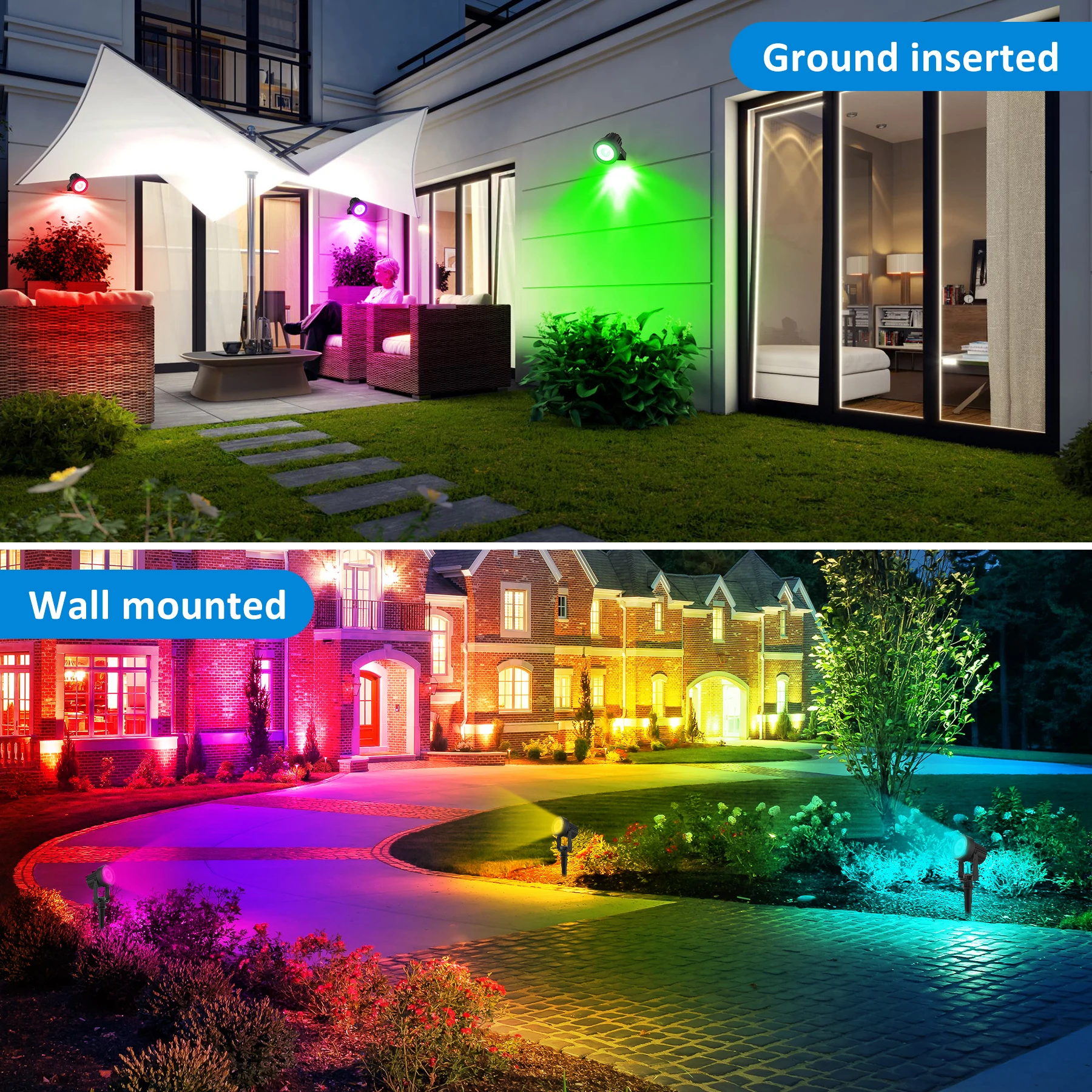 1/2/4 Lichter RGB Solar LED Licht Outdoor Solar Scheinwerfer – Bild 6