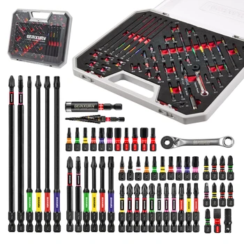 Geinxurn 58-teiliges Werkzeugset, verpackt mit Schlagschraubendreher-Bits, Mini-Wrech, Stufenbohrmaschine