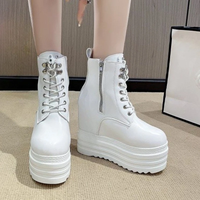 Marke Punk Stil Frauen 12CM Plattform Keile Stiefel Herbst – Bild 6