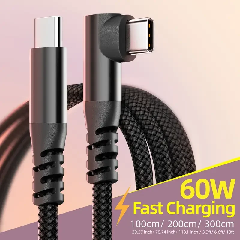 USB-C auf USB-C Kabel 60 W PD, 1 bis 3 m – Bild 4