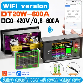 DC 0-420V Tuya WiFi Smart Lithium-Batterie Kapazitätsdetektor DC Digital-Anzeige