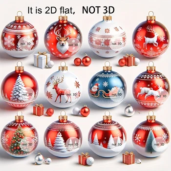 Set Weihnachtskugeldekoration, 2D-flache Holzanhänger, Weihnachts- und Neujahrsgeschenke, Heim (36 Stück)