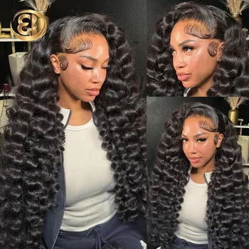 250 % 30 40 Zoll Echthaar 13x6 HD Lace Frontal Perücke brasilianische lose tiefe Welle lockiges Echthaar 360