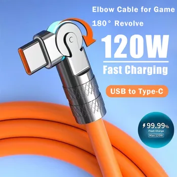 120 W 7A Schnellladung USB Typ C Kabel 180 Grad Drehung Ellenbogenkabel für Spiel für Xiaomi Redmi Honor