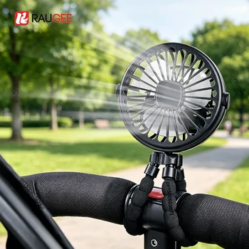 Tragbarer Clip-Ventilator, Mini-Kinderwagen-Ventilator, USB-aufladbarer Baby-Kinderwagen-Oktopus-Ventilator