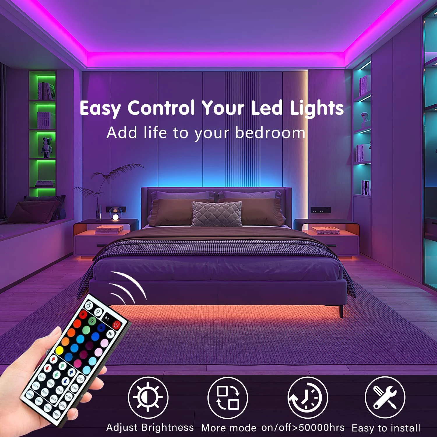 LED-Streifenlichter mit 44-Tasten-Fernbedienung, 1 m, 5 m, 10 – Bild 2