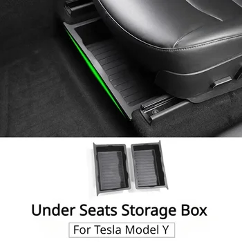 Untersitz-Aufbewahrungsbox für Tesla Model Y 2021-2024, Sitze, Schublade, TPE, verstecktes Ablagefach