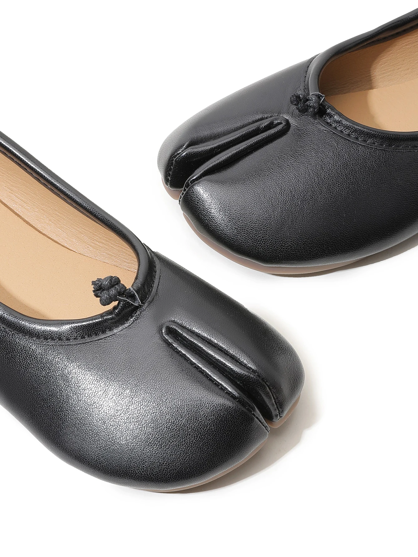 Damen Split Toe Ballerinas Weiche PU Leder Loafer Bequeme – Bild 5