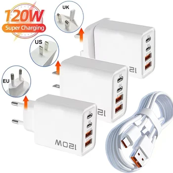 120 W 4 Port USB C Ladegerät PD 3,0 Schnelle Ladestation Datenkabel Wand Adapter Für iPhone Samsung Xiaomi