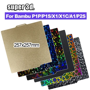 P2S PEO Bambu X1 P1 A1 Druckplatte 257x257 PEI-Bettplatte Doppelseitig glatte Textur Federstahlblech für Bambu