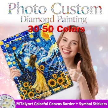 Resin-Foto-Diamantmalerei-Druck mit farbigen Leinwandrändern, Symbolaufkleber, FD AB Kristall, vollflächig, 5D