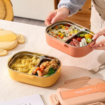 Küche Edelstahl Isolierte Lunchbox Büro Mit Geschirr Versiegelt Tragbare Lunchbox Student Camping Lunchbox