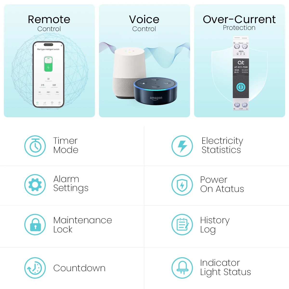 Tuya WiFi Smart Circuit Breaker 1P + N MCB 63A Timer Power – Bild 3