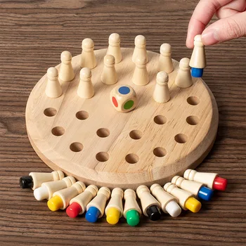 Holz gedächtnis Match Stick Schach Farbe Spielbrett Puzzles Montessori Lernspiel zeug kognitive Fähigkeit