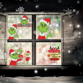 Weihnachten Fensteraufkleber Frohe Weihnachten Dekorationen für Zuhause Weihnachten Wandaufkleber Kinderzimmer