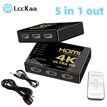 5x1 HDMI-Schalter HD 4K Video-Umschalter mit IR-Fernbedienung 5 Eingang 1 Ausgang HDMI-Schalter für Xbox PS4