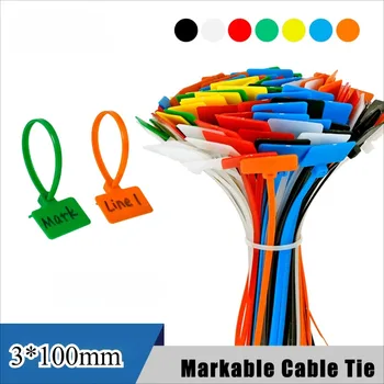 Nylon Label Selbstsichernde Kabelbinder Farbe Mark Einweg Kunststoff Schnalle Wasserdichte Kabel Draht Mark
