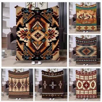 Flanell-Wurfdecke mit Ethnischen Mustern, Superweiche Gemütliche Sofa-Decke, Perfektes Heimgeschenk für Sie