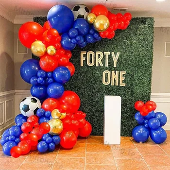 Hochzeit Geburtstag Party Dekor 4D Gold 4D Fußball Rot Blau Latex Ballon Girlande Bogen Urlaub Event Baby